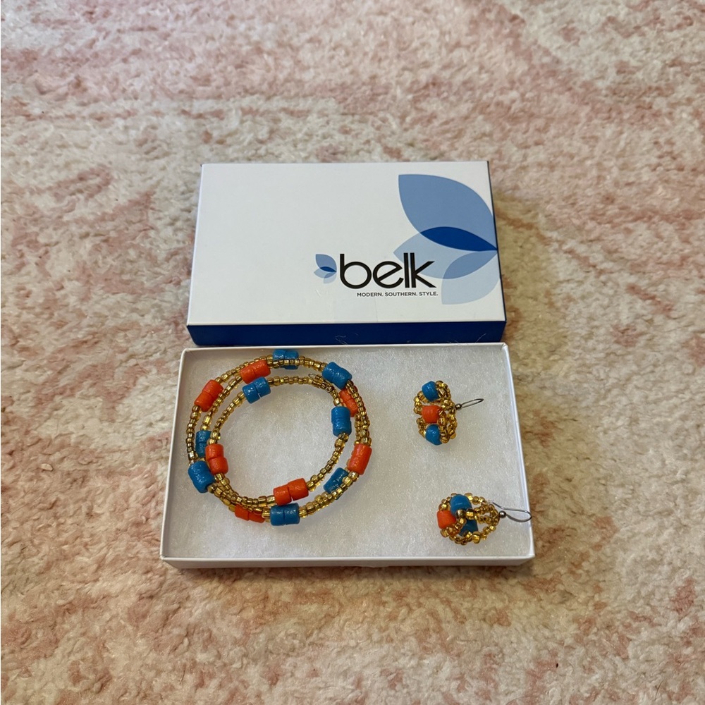 Belk Vibrant Orange and Blue Beaded Bracelet Set